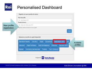FIAT/IFTA World Conference 2016, October 12-15, Warsaw Data Driven Journalism @ RAI
Available
profiles
New profile
registration
Personalised Dashboard
 