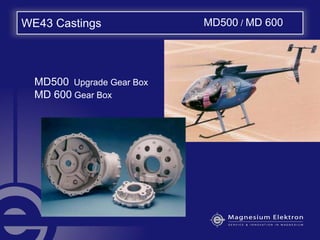 WE43 Castings
MD500 Upgrade Gear Box
MD 600 Gear Box
MD500 / MD 600
 
