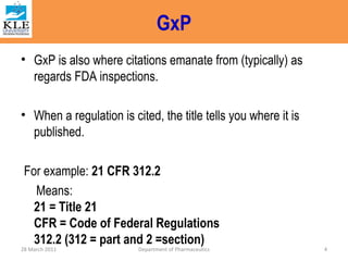 GxP and cGxP in Bio/Pharmaceutical Industry | PPT