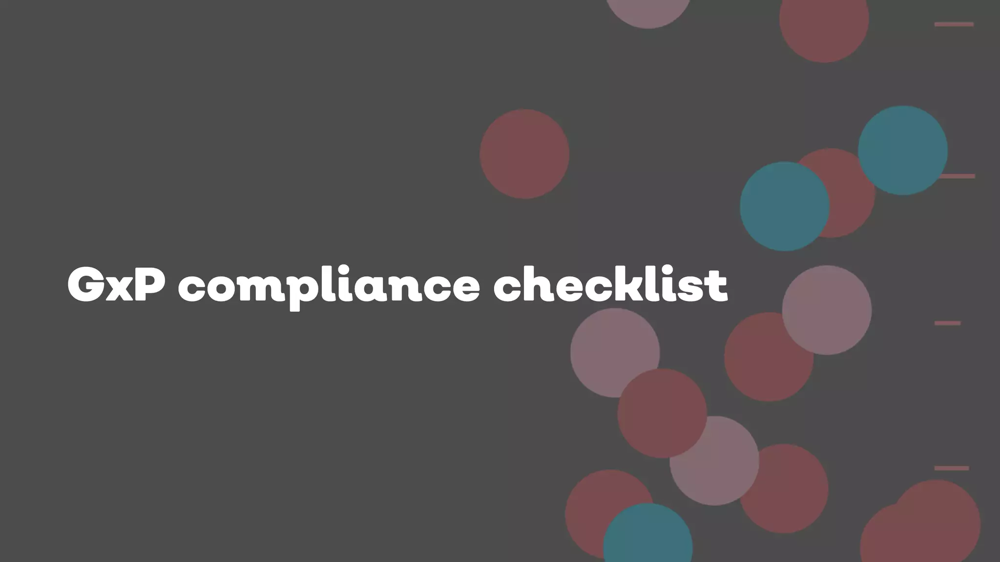 GxP compliance checklist | PDF