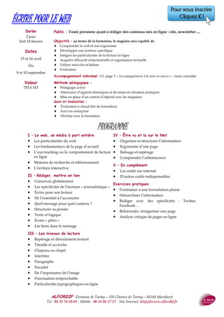 ALFORDIF - 04 32 74 10 69 - Site Internet: http://www.alfordif.fr
31
Durée
42 heures
INITIATION ESPAGNOL
PROGRAMME
Les bases
 Noms et adjectifs (genre ; singulier/pluriel), chiffres.
 Articles et pronoms (définis, indéfinis, contractés)
 Adjectifs possessifs et pronoms relatifs
 Conjonctions
 Comparatifs, superlatifs
 Dénombrables/indénombrables et déterminants
 La conjugaison réfléchie
 Les emplois de « on »
 Les prépositions
 Les adverbes de degré, de fréquence
La conjugaison
 L'indicatif présent
 Le prétérit
 Le futur et la forme progressive
 Le conditionnel
 Le subjonctif
 La concordance des temps
L'idée
 La date / la durée
 La taille / la longueur / la grosseur
 Les formes de politesse
 Les expressions du temps et de l'action
 Le discours indirect et le complément d'agent
 Quelques constructions usuelles : aimer, aller, arriver, dans, il faut, suffire, il y a, on, où, venir de, …
 Persuader, exprimer un but, contredire, confirmer
Dates
Nous consulter
Public : Tout public
Pré-requis : Aucun
Objectifs : au terme de la formation, le stagiaire sera capable de :
 Connaitre les règles de base de la langue
 Communiquer dans la langue usuelle
Méthode et moyens pédagogiques :
 Alternance d’apports théoriques et de mises en pratique
 Pédagogie active basée sur l’expérience des participants (le
cas échéant en intra)
 Videoprojecteur, ordinateur
Suivi et évaluation :
 Questionnaire d’évaluation en amont de la formation
 Feuille d’émargement quotidienne
 Évaluation régulière en cours de formation (quizz, tests, QCM…)
 Attestation de fin de formation
Le formateur
Nationalité argentine
Formatrice depuis 10 ans
Valeur
1100 € HT
 