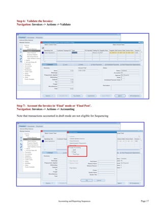 Oracle Accounting reporting sequences | PDF