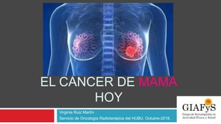 Virginia Ruiz Martín
Servicio de Oncología Radioterápica del HUBU. Octubre-2018.
EL CÁNCER DE MAMA
HOY
 