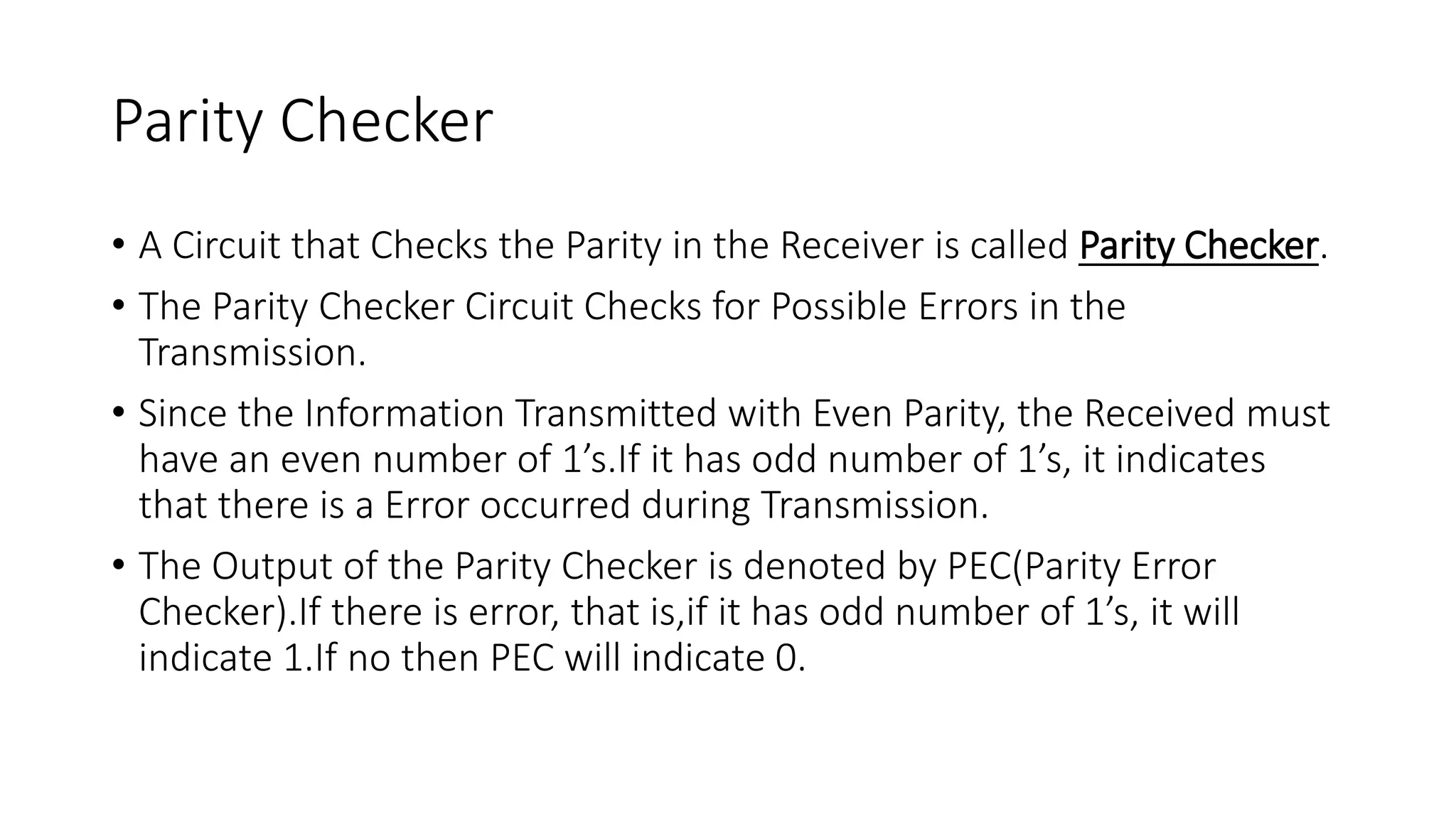 Parity Generator and Parity Checker | PPTX