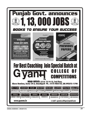 GENERAL AWARENESS – JANUARY 2016 21
 