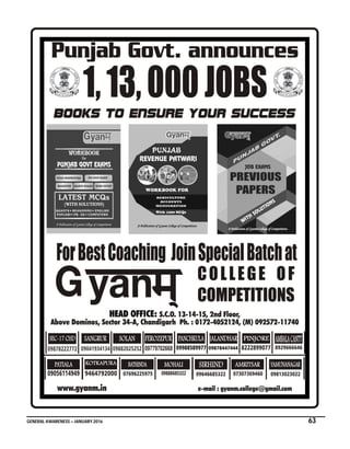 GENERAL AWARENESS – JANUARY 2016 63
 