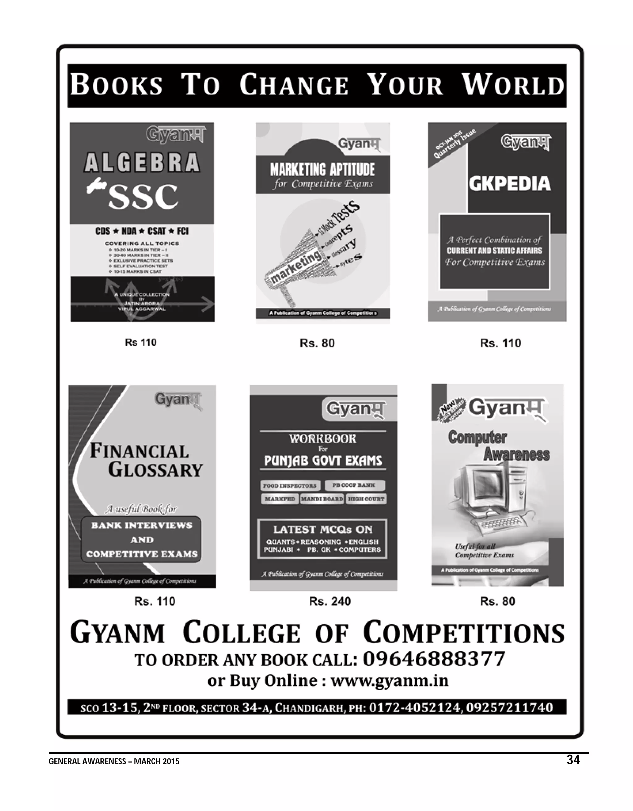 GENERAL AWARENESS – MARCH 2015 34
 