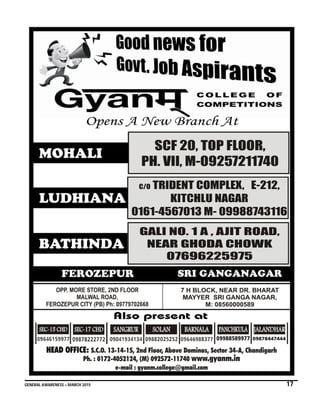 GENERAL AWARENESS – MARCH 2015 17
 