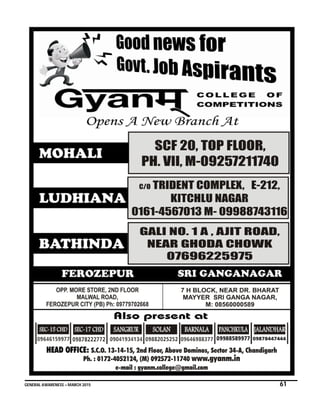 GENERAL AWARENESS – MARCH 2015 61
 