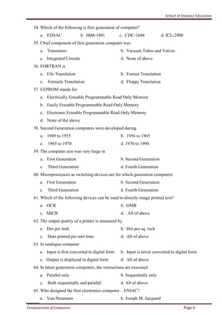 computer fundamental of_computer | PDF | Computing | Technology & Computing