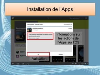 Installation de l’Apps
Informations sur
les actions de
l’Apps sur l’OS
Validation
G.VM - 2016
 