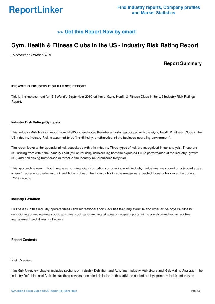Gym, Health & Fitness Clubs in the US - Industry Risk ...