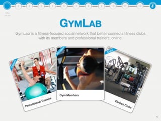 Who
we are
GYMLAB
GymLab is a ﬁtness-focused social network that better connects ﬁtness clubs
with its members and professional trainers; online.
1
Fitness ClubsProfessional Trainers
Gym Members
 