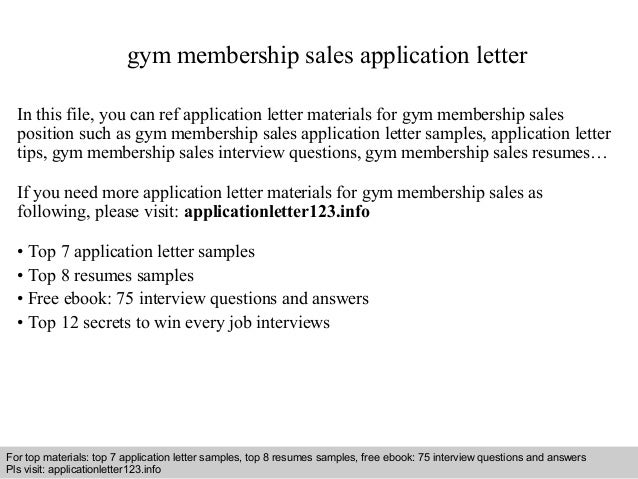 Gym membership sales application letter