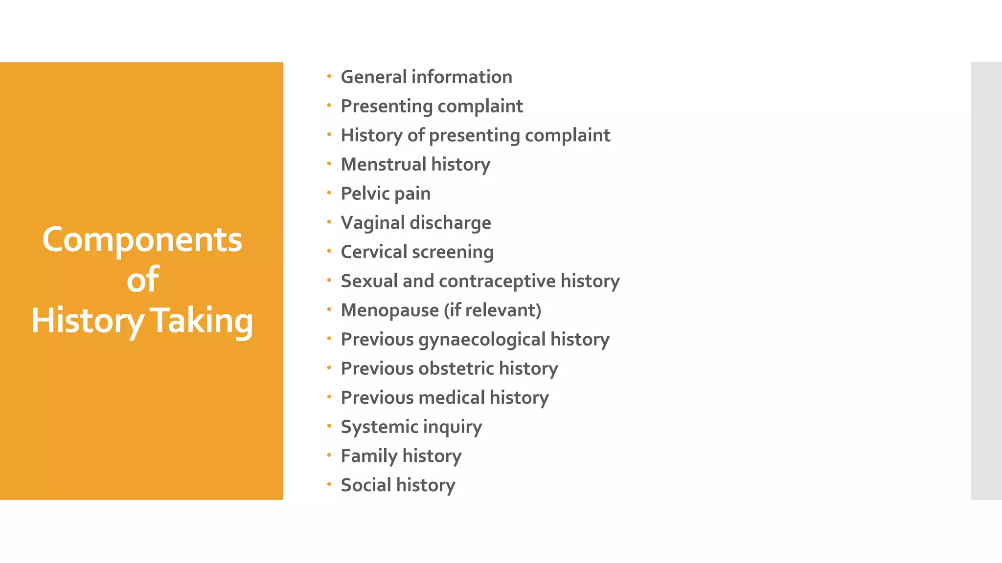 Gynaecological History Taking PPT