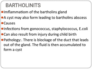Bartholinits GYNAECOLOGY and obstetric nursing nNOTES | PDF