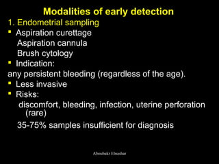 Early detection of ovarian, endometrial and vulval cancers | PPS