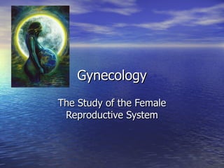 Gynecology
The Study of the Female
 Reproductive System
 