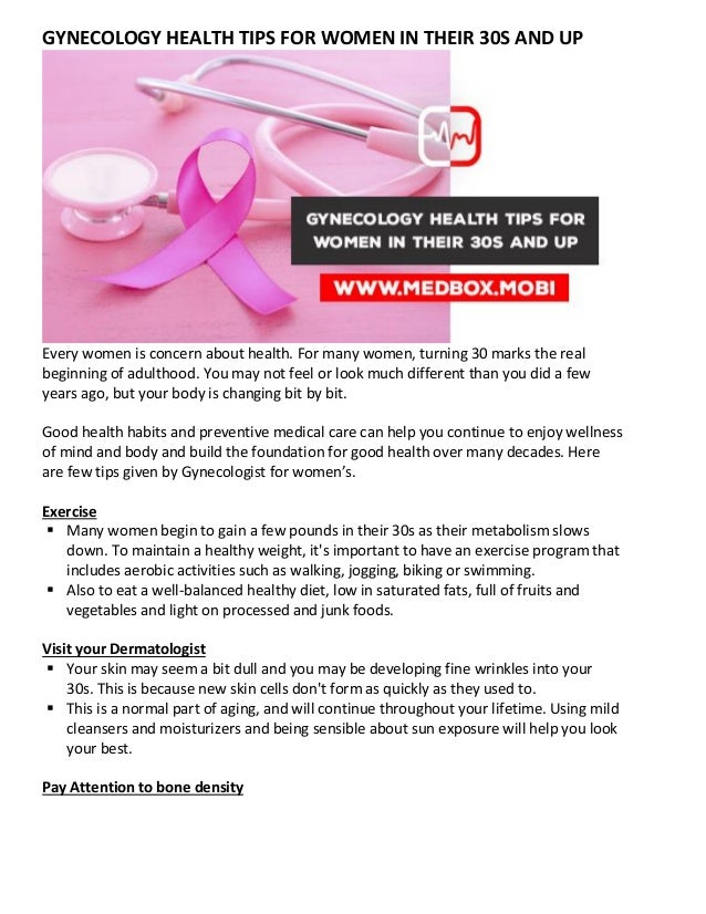Gynecology health tips for women in their 30s and up