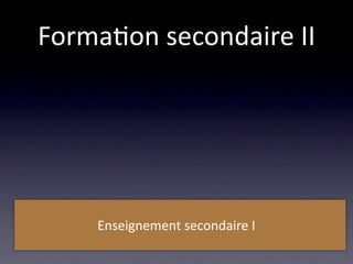 Forma/on secondaire II




    Enseignement secondaire I
 