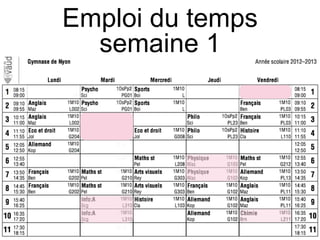 Emploi du temps
semaine 1
 