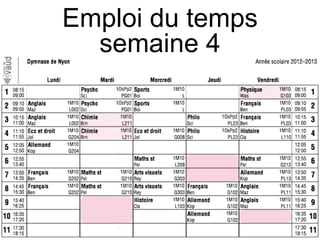 Emploi du temps
semaine 4
 