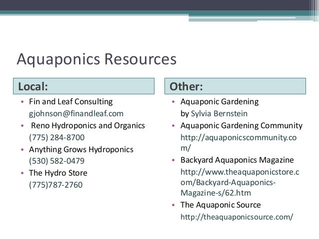 grow your own, nevada! summer 2012: aquaponics