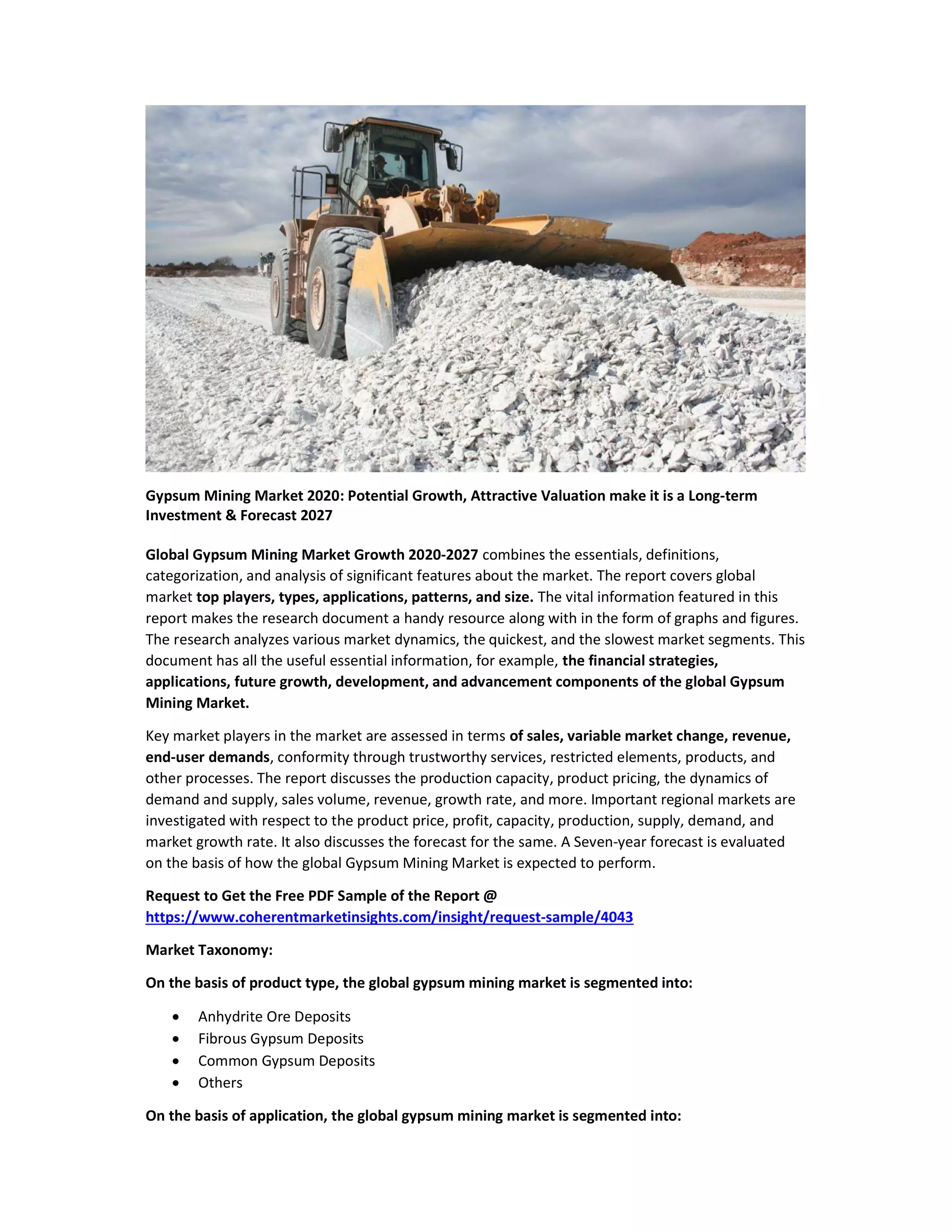 Gypsum mining market PDF