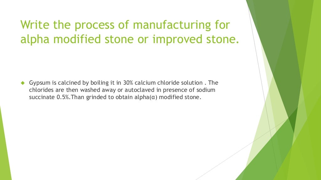 GYPSUM PRODUCTS DENTAL MATERIALS