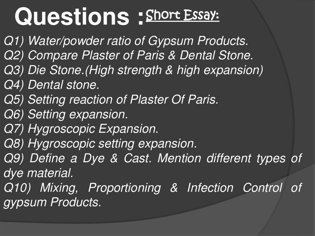 Gypsum products in Dentistry