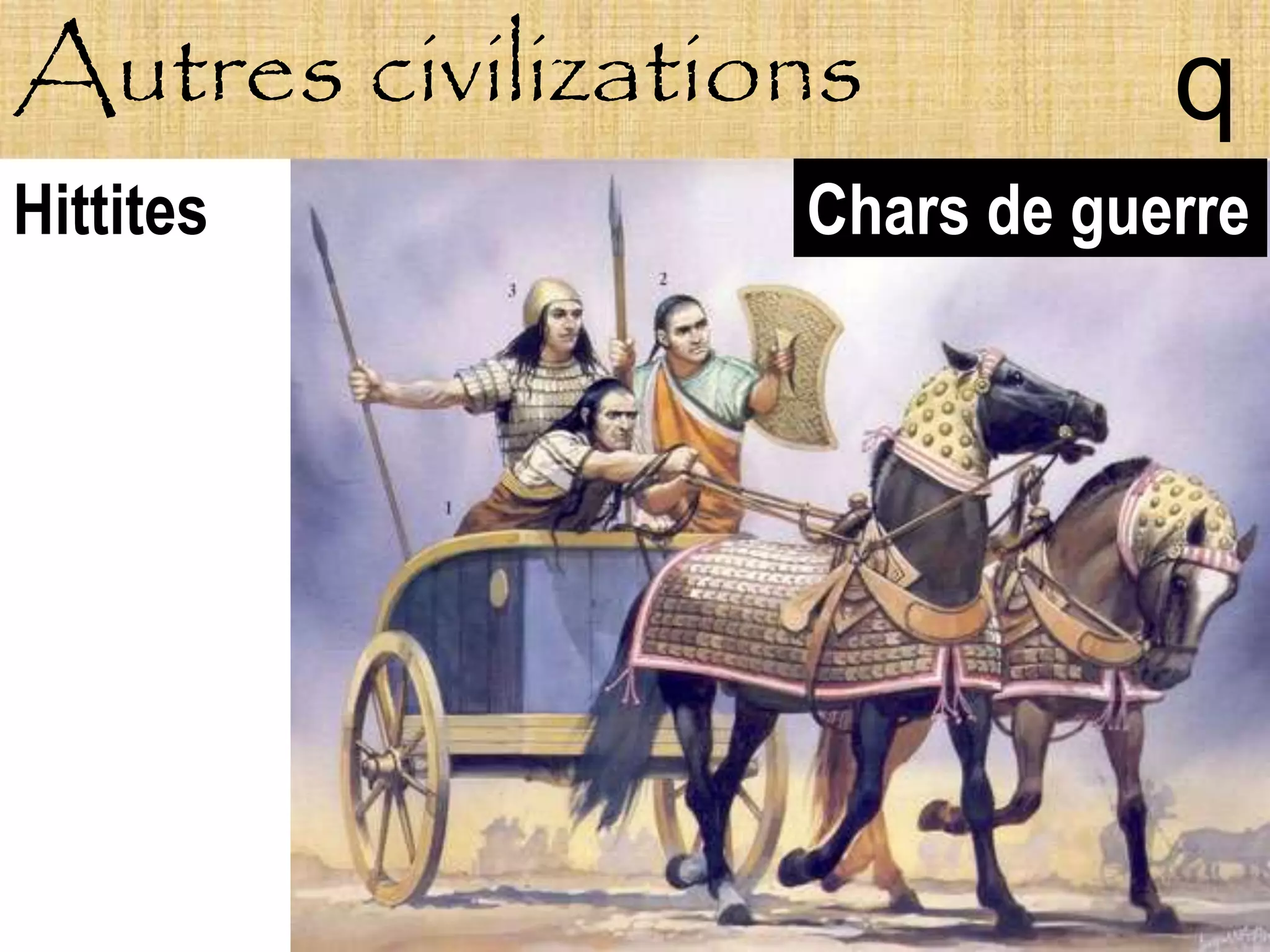 Autres civilizations          q
Hittites          Chars de guerre
 