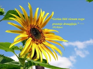 “ Geriau būti vienam negu prastoje draugijoje.”  — (Dž.Rėjus) 