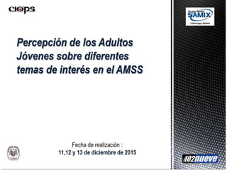 Percepción de los Adultos Jóvenes sobre diferentes temas de interés en el AMSS