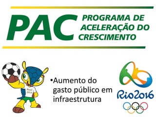 •Aumento do
gasto público em
infraestrutura
 