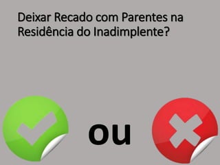 Deixar Recado com Parentes na
Residência do Inadimplente?
ou
 