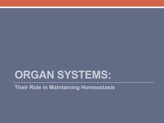 ORGAN SYSTEMS: 
Their Role in Maintaining Homeostasis 
 