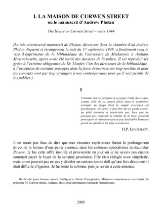 Lovecraft - œuvres