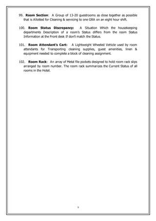 Room Discripancy Housekeeping Key Terms | DOCX