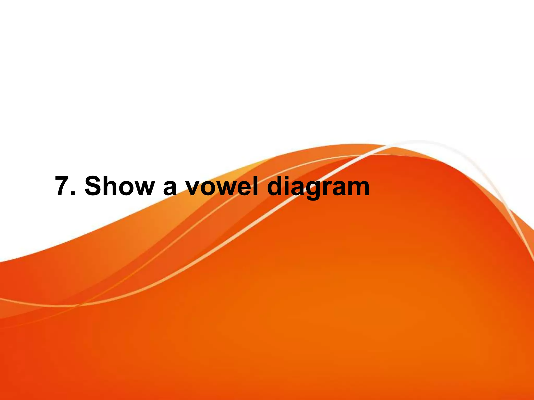 7. Show a vowel diagram
 