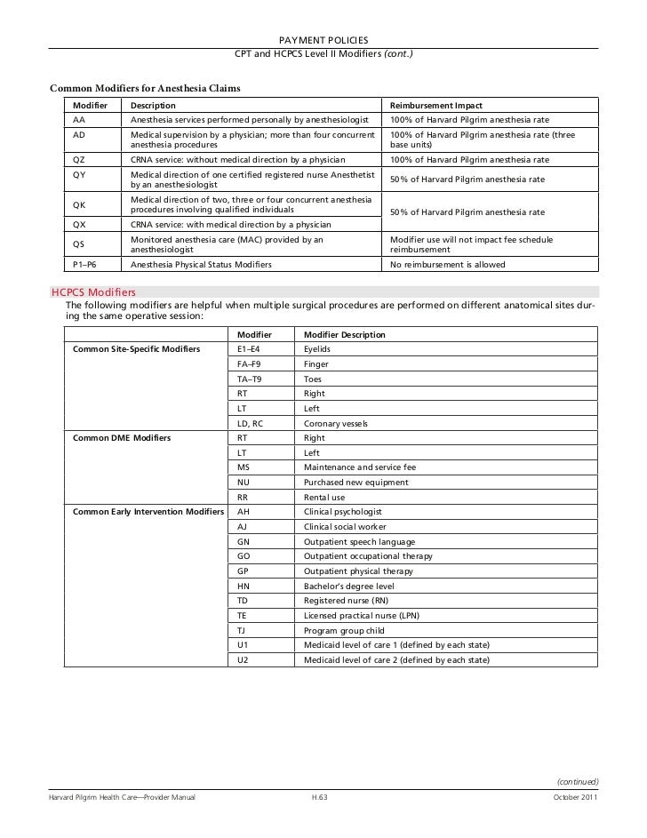 H 1 cpt hcpcs lev ii mods 101511