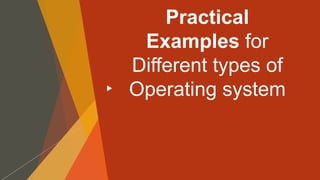 Practical
Examples for
Different types of
Operating system
 