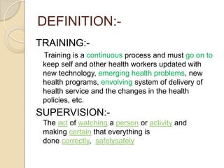 TRAINING/SUPERVISION COLLABORATION WITH OTHER FUNCTIONARIES IN ...