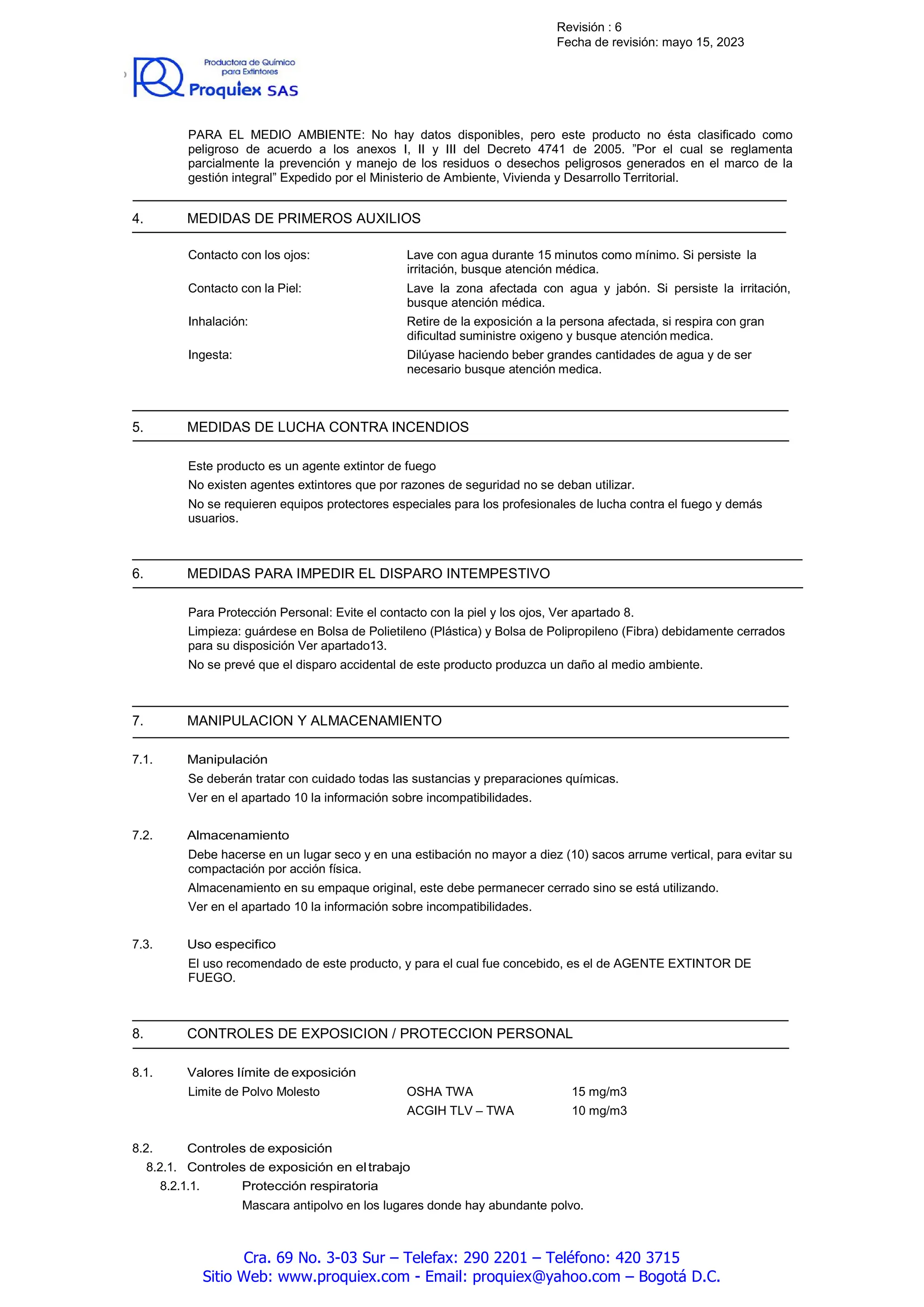 Hoja de seguridad de polvo Quimico seco. PDF