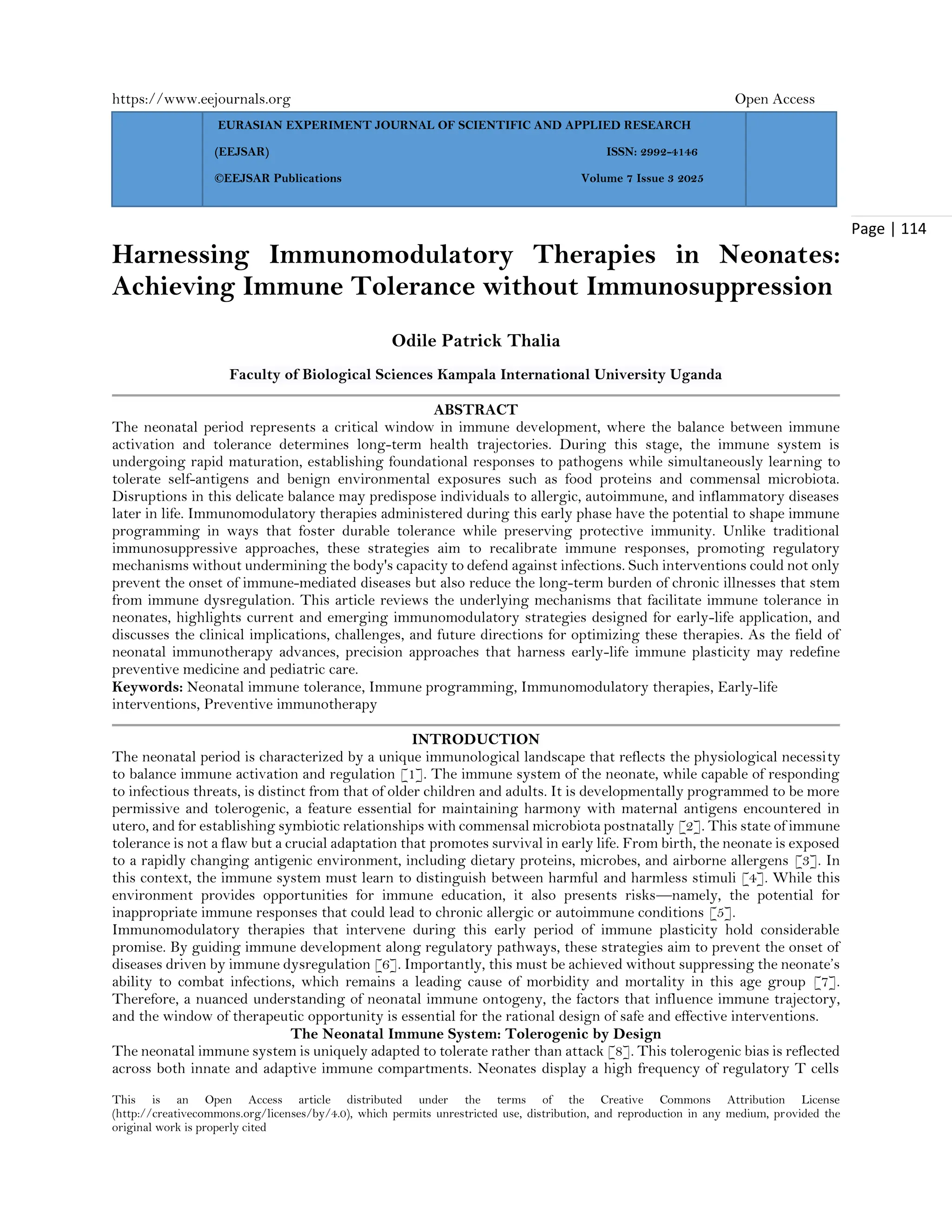 Without Immunity Harnessing Immunomodulatory Therapies in Neonates: Achieving Immune ...
