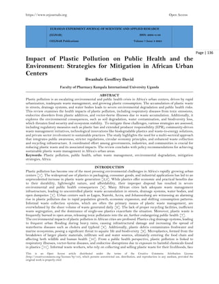 Impact of Plastic Pollution on Public Health and the Environment ...