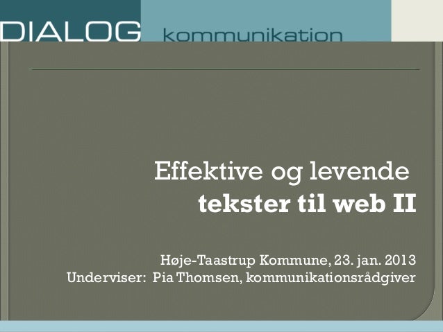 Web Tekst Kursus For Hoje Taastrup Kommune Ii