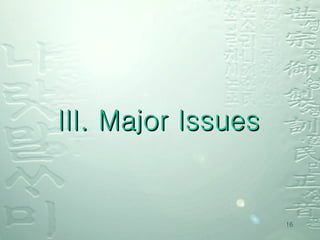 III. Major Issues 