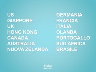 US              GERMANIA
GIAPPONE        FRANCIA
UK              ITALIA
HONG KONG       OLANDA
CANADA          PORTOGALLO
AUSTRALIA       SUD AFRICA
NUOVA ZELANDA   BRASILE
 
