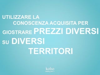 UTILIZZARE LA
    CONOSCENZA ACQUISITA PER
        PREZZI DIVERSI
GIOSTRARE
SU DIVERSI

       TERRITORI
 