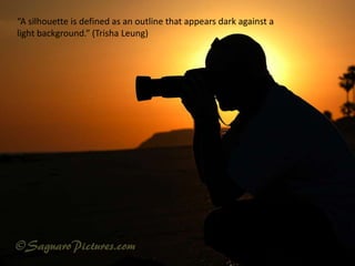 “A silhouette is defined as an outline that appears dark against a light background.” (Trisha Leung)